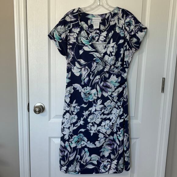 Soft Surroundings Wms Medium Purple Floral Dress Crossover Faux Wrap Cottagecore - Picture 2 of 9